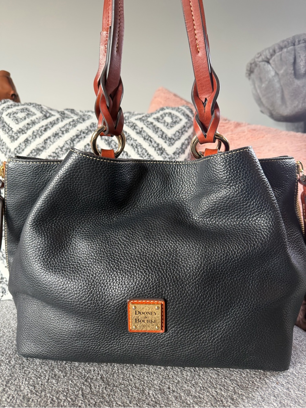 Dooney & Bourke Black Pebbled Leather Large Barlow Shoulder Bag
